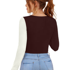 Dual-Tone Cutout Crop Top | Trendy & Chic Women's Top DNK