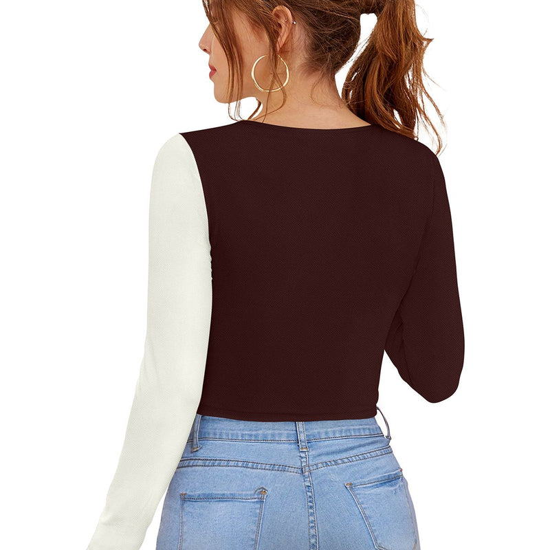 Dual-Tone Cutout Crop Top | Trendy & Chic Women's Top DNK