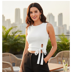 Mint Cut-Out Bow Detail Top-DNK