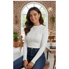 Chic Ribbed Knit Structured Top DNK