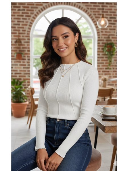 Chic Ribbed Knit Structured Top DNK