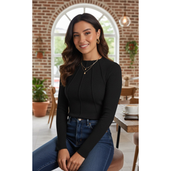 Chic Ribbed Knit Structured Top DNK