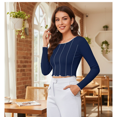 Tangerine Wave-Stitch Crop Top- DNK