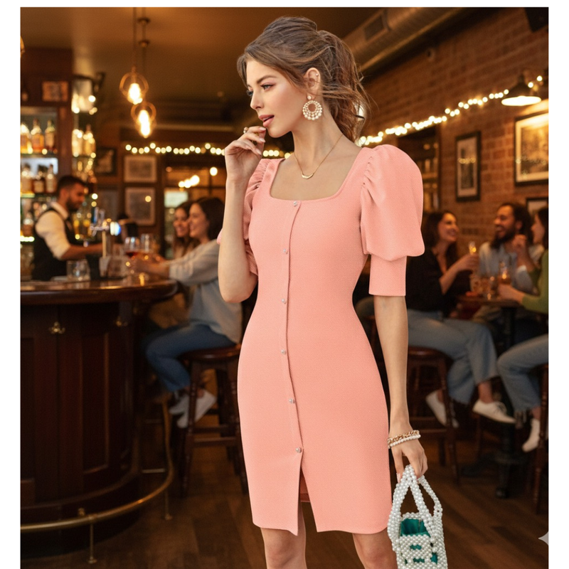 Blush Square-Neck Bodycon -DNK