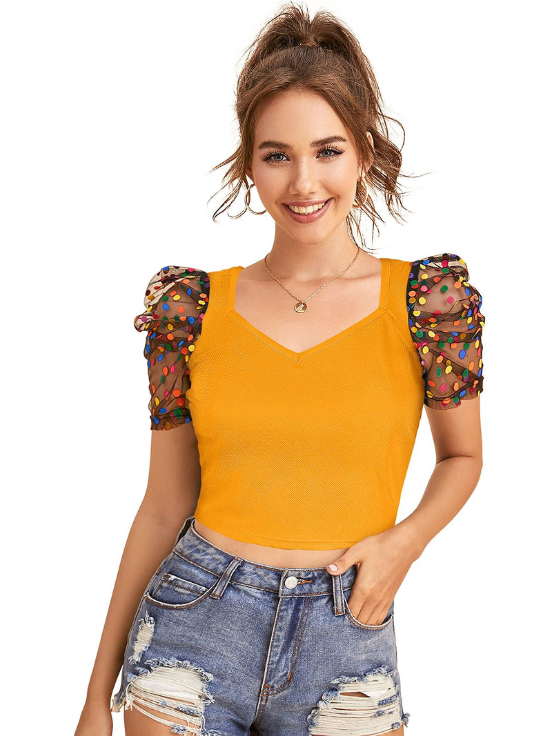 Chic Puff Sleeve Crop Top – Trendy & Stylish Women's Fashion DNK