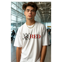Backbencher Premium Men's Oversized T-Shirt (Printed - RED Edition) INK