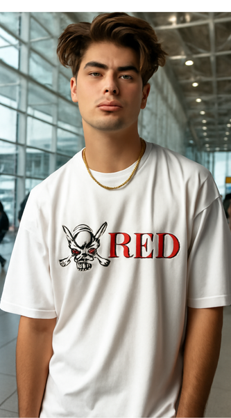 Backbencher Premium Men's Oversized T-Shirt (Printed - RED Edition) INK