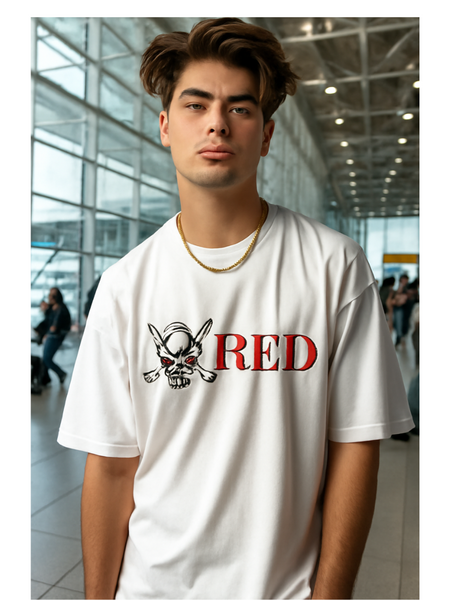 Backbencher Premium Men's Oversized T-Shirt (Printed - RED Edition) INK