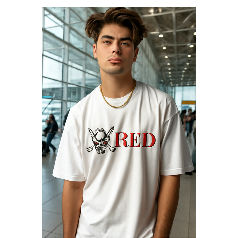 Backbencher Premium Men's Oversized T-Shirt (Printed - RED Edition) INK