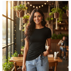 Ruched Drawstring Fitted TOP -DNK