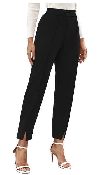 Black High-Waist Tapered Pants for Women