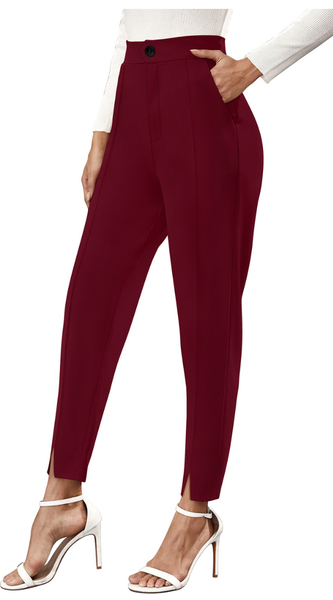 High Waist Burgundy Tapered Pants