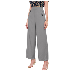 Charcoal Grey Formal Wide-Leg Pants-DNK