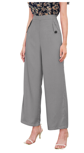 Charcoal Grey Formal Wide-Leg Pants