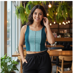 Latte Swirl Stitch Crop Top -DNK