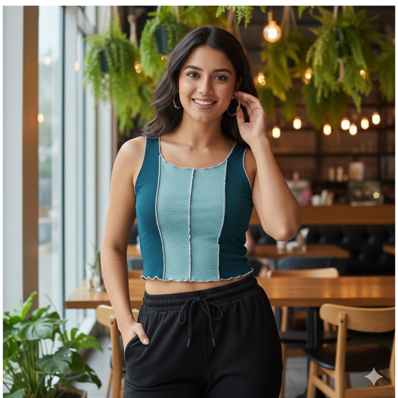 Latte Swirl Stitch Crop Top -DNK