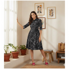 Button-Down A-Line Midi Dress -DNK