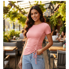 Ruched Drawstring Fitted TOP -DNK