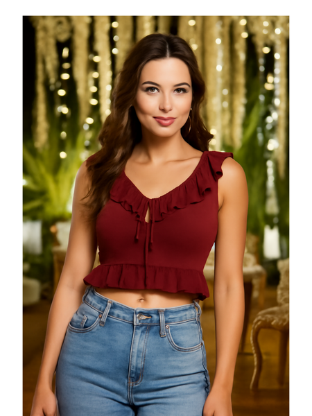 Ruffle Tie-Up Crop Top DNK