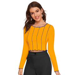 Tangerine Wave-Stitch Crop Top