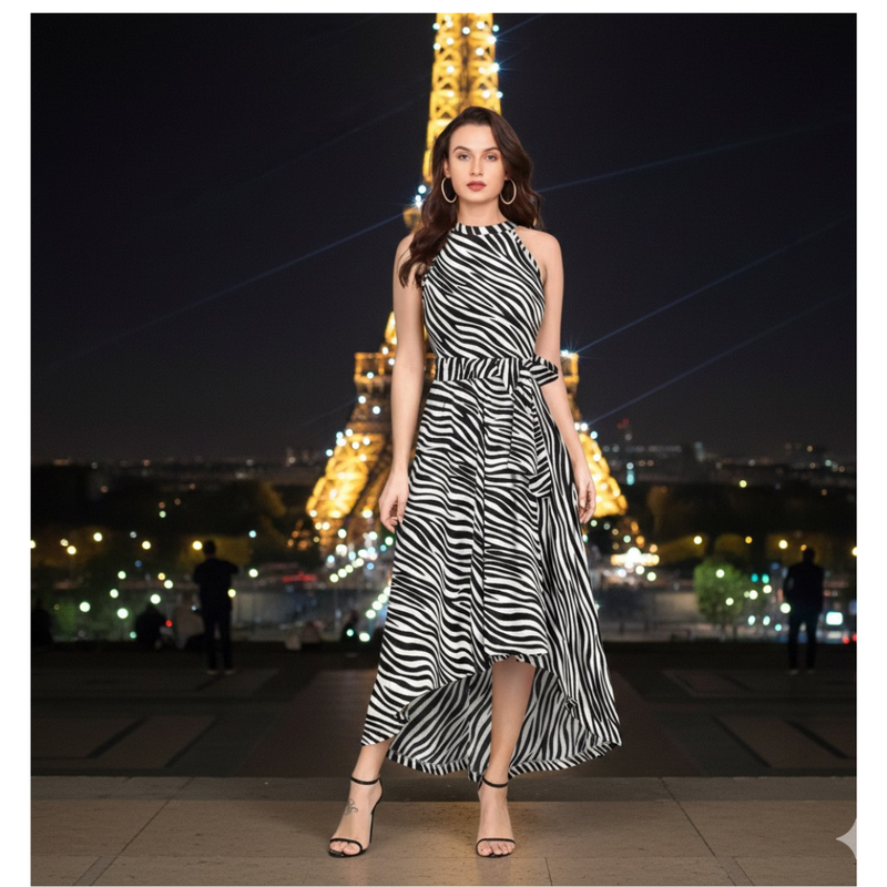 Bold Animal Print Sleeveless Party Dress - DNK