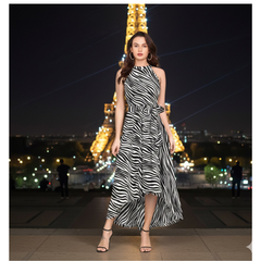 Bold Animal Print Sleeveless Party Dress