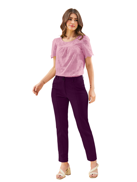 Classic Plum Ankle Length Trousers-DNK