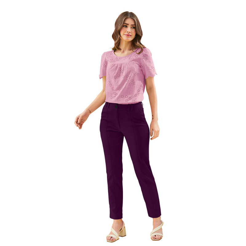 Classic Plum Ankle Length Trousers-DNK