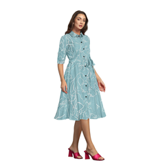 Button-Down A-Line Midi Dress -DNK