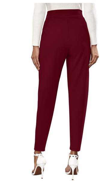 High Waist Burgundy Tapered Pants