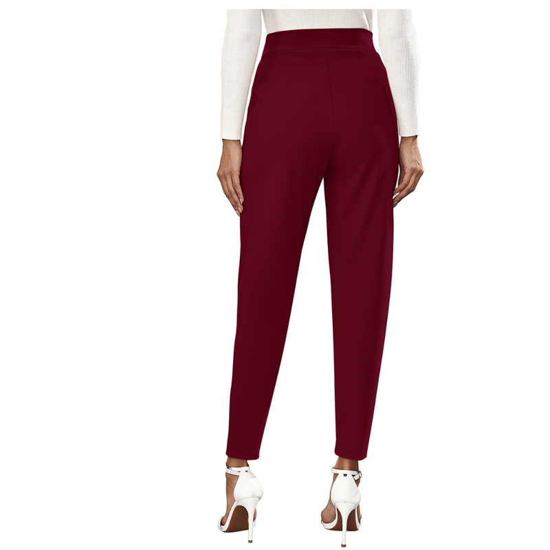 High Waist Burgundy Tapered Pants -DNK