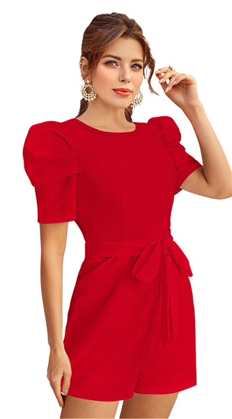 Party-Ready Scarlet Mini Jumpsuit