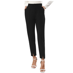 Black High-Waist Tapered Pants for Women -DNK