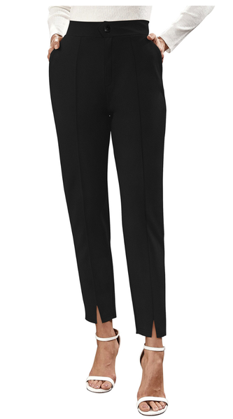 Black High-Waist Tapered Pants for Women