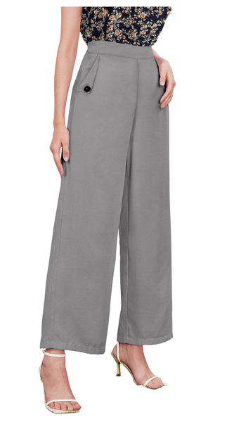 Charcoal Grey Formal Wide-Leg Pants