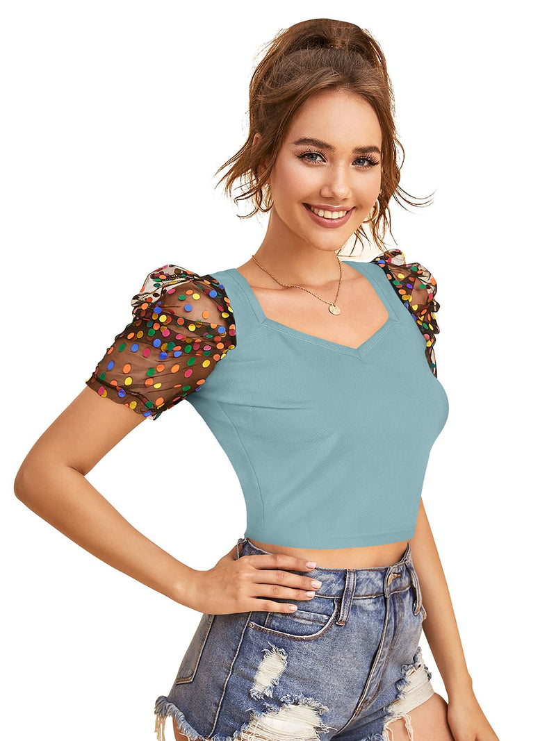 Chic Puff Sleeve Crop Top – Trendy & Stylish Women's Fashion DNK