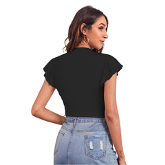 Twist Front Flutter Sleeve Crop Top