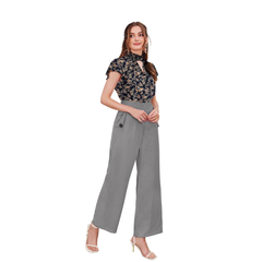 Charcoal Grey Formal Wide-Leg Pants-DNK