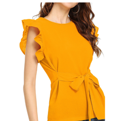 Sleeve Belted Peplum Top