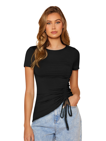 Ruched Drawstring Fitted TOP