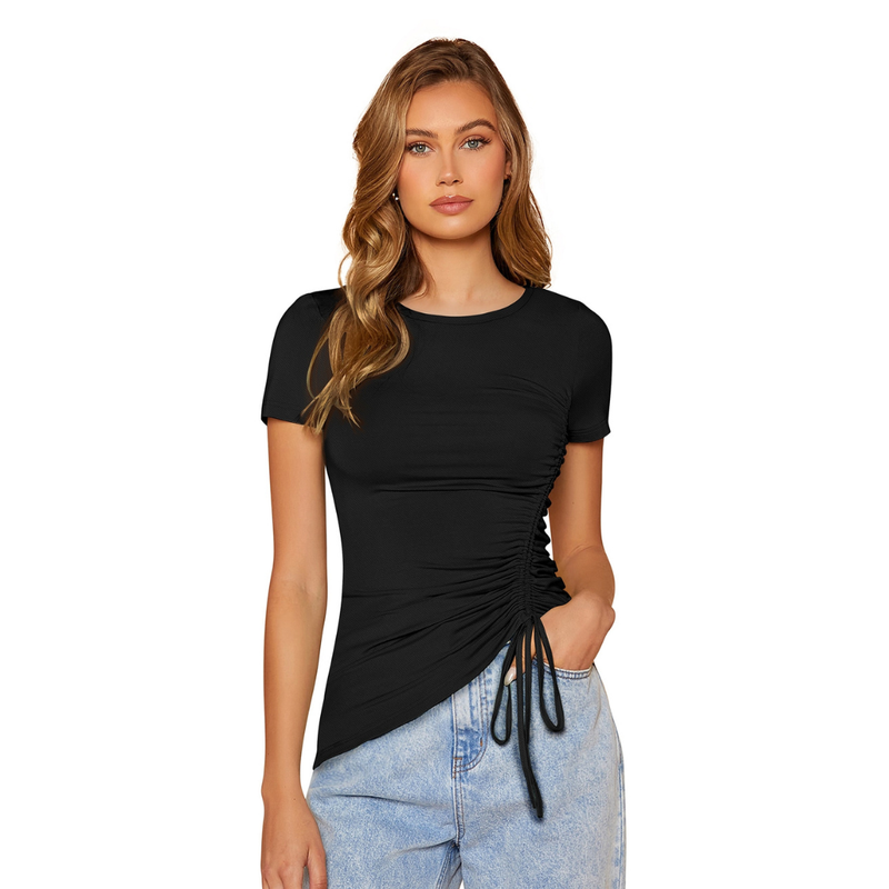 Ruched Drawstring Fitted TOP