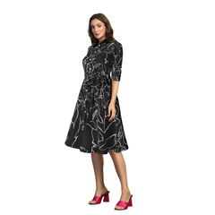 Button-Down A-Line Midi Dress -DNK