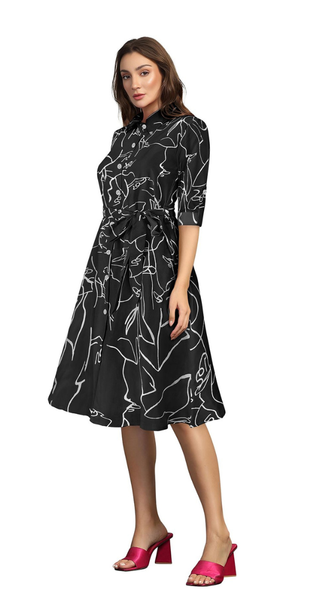 Button-Down A-Line Midi Dress