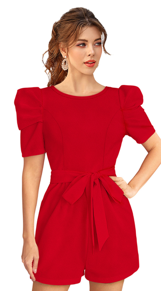 Party-Ready Scarlet Mini Jumpsuit