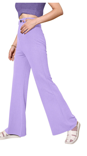 Soft Knit Lilac Wide-Leg Lounge Trousers