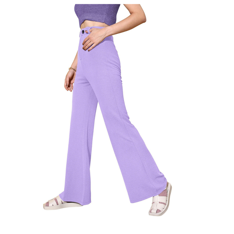 Soft Knit Lilac Wide-Leg Lounge Trousers-DNK