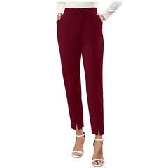 High Waist Burgundy Tapered Pants -DNK