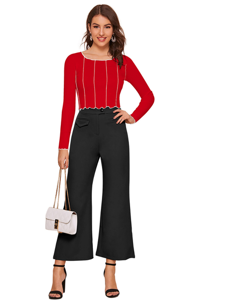 Tangerine Wave-Stitch Crop Top- DNK