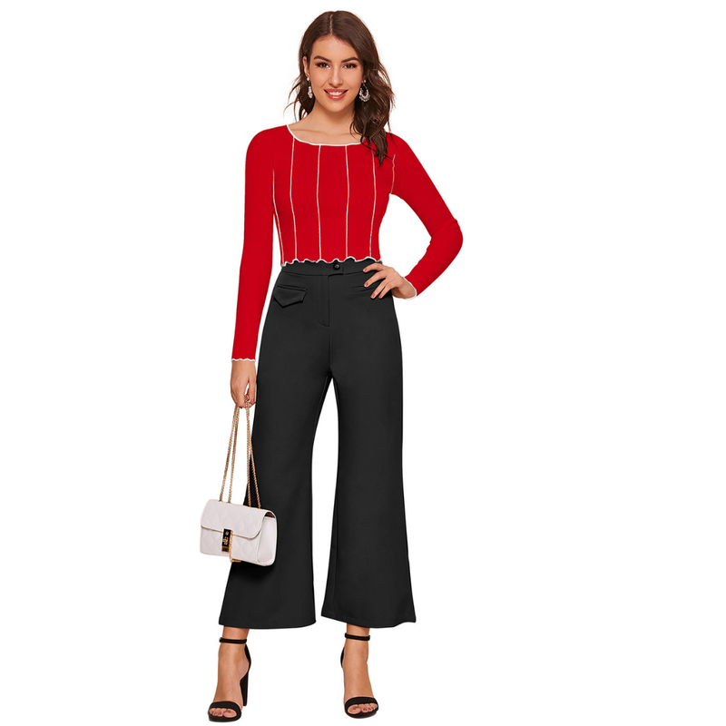 Tangerine Wave-Stitch Crop Top- DNK