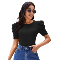Sunset Glow Ruched Sleeve Tee